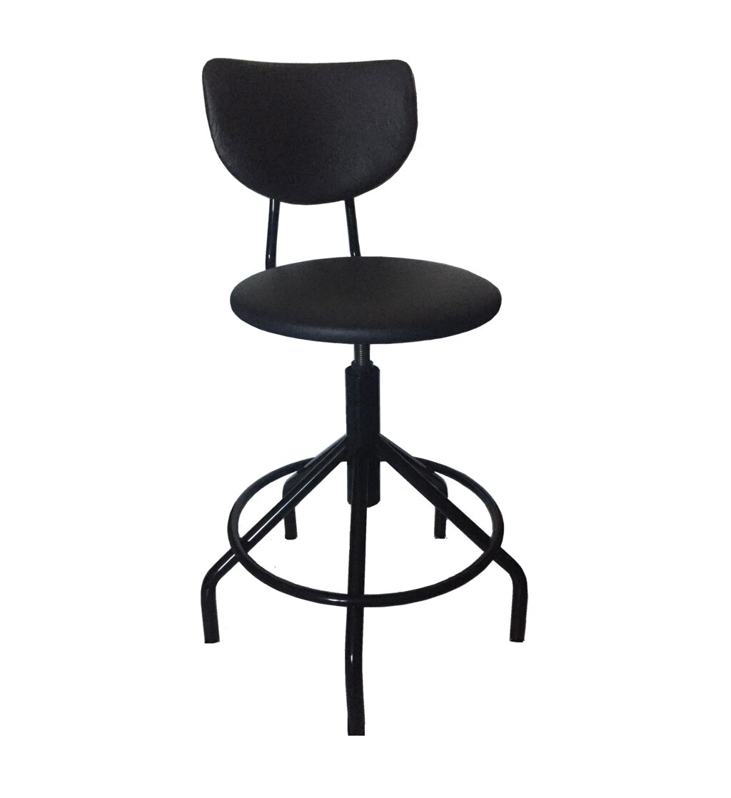 Винтовой стул-табурет швеи (круглый, посадка h500-620, ткань) от компании Техно Инжиниринг - фото 1