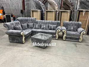 Угловой диван с креслом Барокко 10