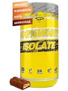 100% WHEY ISOLATE , вкус Арахис - Карамель - Нуга - Шоколад (Сникерс), 900 г, SteelPower