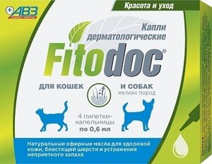 Агроветзащита fITODOC капли дерматологические для мелких пород собак и кошек (16 г)