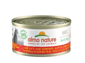 Almo Nature консервы для кошек с курицей и креветками, 75% мяса (70 г)