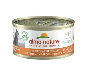 Almo Nature консервы для кошек с курицей и сыром, 75% мяса (70 г)