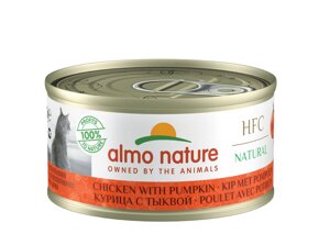 Almo Nature консервы для кошек с курицей и тыквой, 75% мяса (70 г)