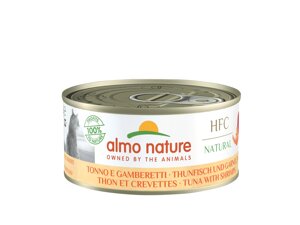 Almo Nature консервы для кошек, с тунцом и креветками, 55% мяса (150 г)