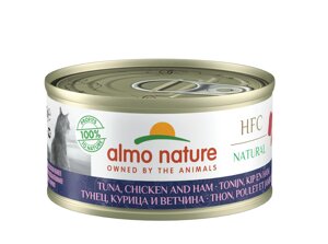 Almo Nature консервы для кошек "Тунец, курица и ветчина"1,68 кг)