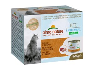 Almo Nature консервы набор низкокалорийных консервов для кошек (4 шт. по 50 гр) с курицей и тунцом (200 г)