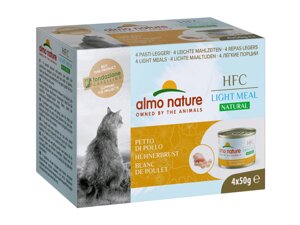 Almo Nature консервы набор низкокалорийных консервов для кошек (4 шт. по 50 гр) с куриной грудкой (200 г)