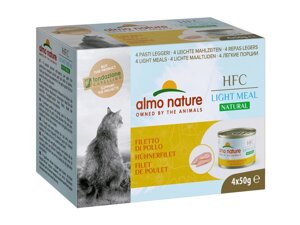 Almo Nature консервы набор низкокалорийных консервов для кошек (4 шт. по 50 гр) с куриным филе (200 г)