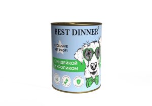 Best Dinner гипоаллергенные консервы "Индейка и кролик", для собак всех пород (340 г)