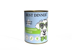 Best Dinner гипоаллергенные консервы "С индейкой и уткой" для собак всех пород (340 г)