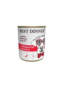 Best Dinner консервы для собак Super Premium "С говядиной и языком"340 г)