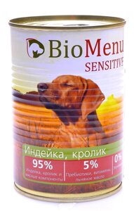 BioMenu гипоаллергенные консервы для собак индейка и кролик (100 г)