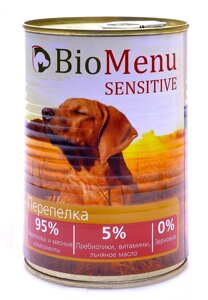 BioMenu гипоаллергенные консервы для собак перепелка (410 г)