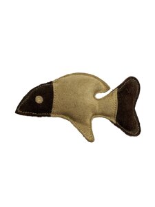 BOW WOW кожаная рыбка - игрушка для кошек, цвет бежевый и коричневый (120 г)