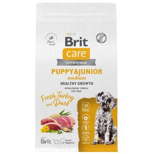 Brit Care сухой корм с индейкой и уткой для щенков средних пород (3 кг)