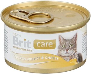 Brit консервы для кошек, с куриной грудкой и сыром (80 г)
