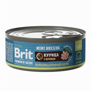 Brit консервы с курицей и цукини для взрослых собак мелких пород (100 г)