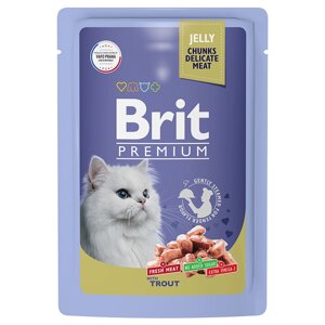 Brit пауч для взрослых кошек с форелью в желе (85 г)