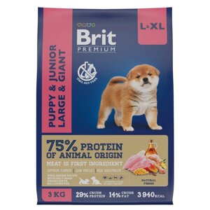 Brit сухой корм премиум класса с курицей для щенков и молодых собак крупных и гигантских пород (3 кг)