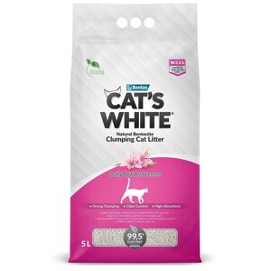 Cat's White наполнитель комкующийся с ароматом детской присыпки для кошачьего туалета (5 л)