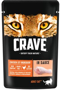 Crave корм консервированный полнорационный для взрослых кошек с курицей в соусе (70 г)