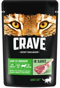 Crave корм консервированный полнорационный для взрослых кошек с ягнёнком в соусе (70 г)