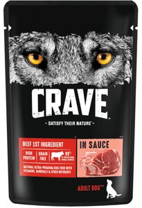 Crave корм консервированный полнорационный для взрослых собак всех пород с говядиной в соусе (85 г)
