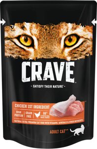 Crave полнорационный консервированный корм для взрослых кошек, с курицей (70 г)