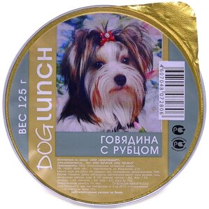 Дог ланч консервы для собак говядина с рубцом (125 г)