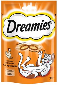 Dreamies лакомство для кошек Dreamies подушечки с курицей (30 г)