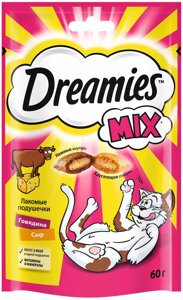Dreamies лакомство для взрослых кошек «MIX (Микс) говядина, сыр»60 г)