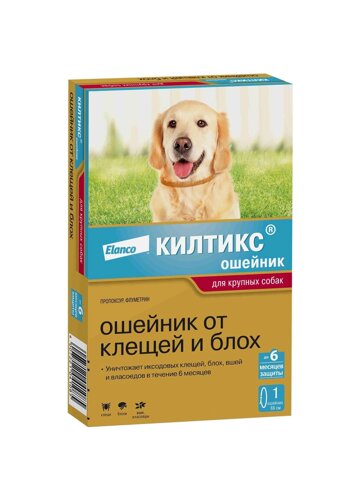 Elanco ошейник Килтикс от клещей и блох для собак крупных пород (10 г)