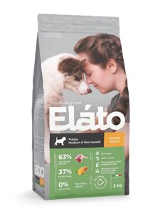 Elato корм для щенков средних и крупных пород с курицей и уткой (2 кг)