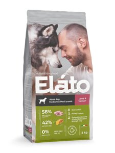 Elato корм для взрослых собак средних и крупных пород с ягненком и олениной (8 кг)