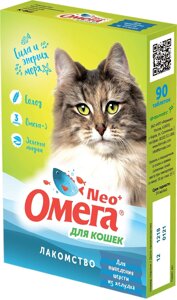 Фармакс мультивитаминное лакомство Омега Neo+Вывод шерсти" с ржаным солодом для кошек (60 г)