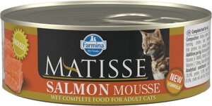 FARMINA консервы-мусс для взрослых кошек, с лососем (85 г)