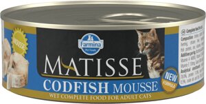 FARMINA консервы-мусс для взрослых кошек, с треской (85 г)