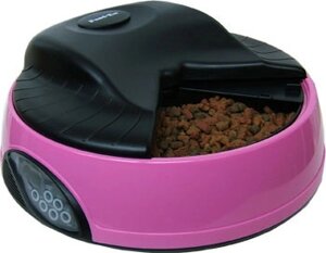 Feedex автокормушка на 4 кормления для сухого корма и консерв, с емкостью для льда, розовая (1,95 кг)