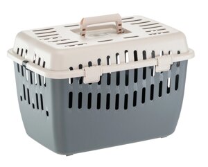 Ferplast пластиковая переноска для кошек и маленьких собак, серая (47х32х33)