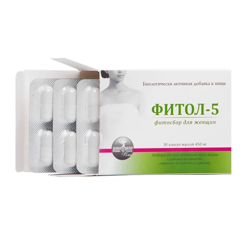 Фитосбор Фитол-5 "Для женщин", 30 капсул по 450 мг, Алфит Плюс