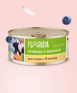 FLORIDA консервы для кошек "Ягненок с черникой"100 г)