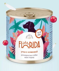 FLORIDA консервы консервы для собак "Утка с клюквой"240 г)