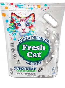Fresh cat впитывающий силикагелевый наполнитель "Кристаллы чистоты ", без аромата, 2кг/5л (2 кг)