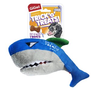 GiGwi игрушка "Акула" с пищалкой с нишей под лакомство, текстиль (163 г)