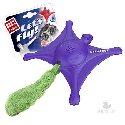GiGwi игрушка "Белка-летяга" с пищалкой, фиолетовая, резина/плюш (319 г)