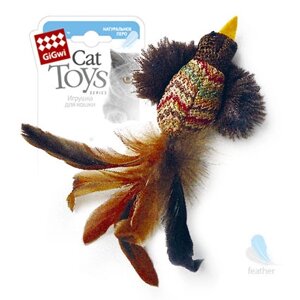 GiGwi игрушка "Птичка" с перьями, ткань/перо (30 г)