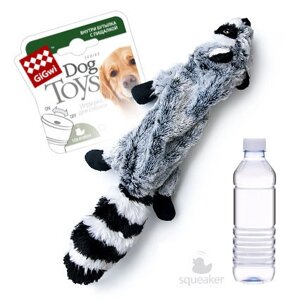 GiGwi шкурка енота, игрушка с пищалкой для пластиковой бутылки, 35 см (140 г)