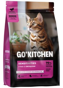 GO'KITCHEN беззерновой для котят и кошек с чувствительным пищеварением, со свежей уткой (7,26 кг)