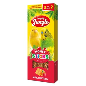 Happy Jungle палочки д/птиц мед и ягоды 3 шт 90 гр (90 г)