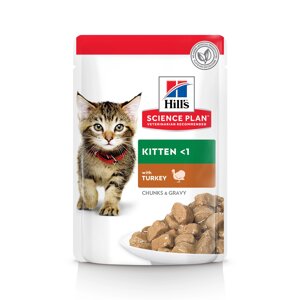 Hill's консервы science Plan для котят для здорового роста и развития, пауч с индейкой в соусе (1,02 кг)